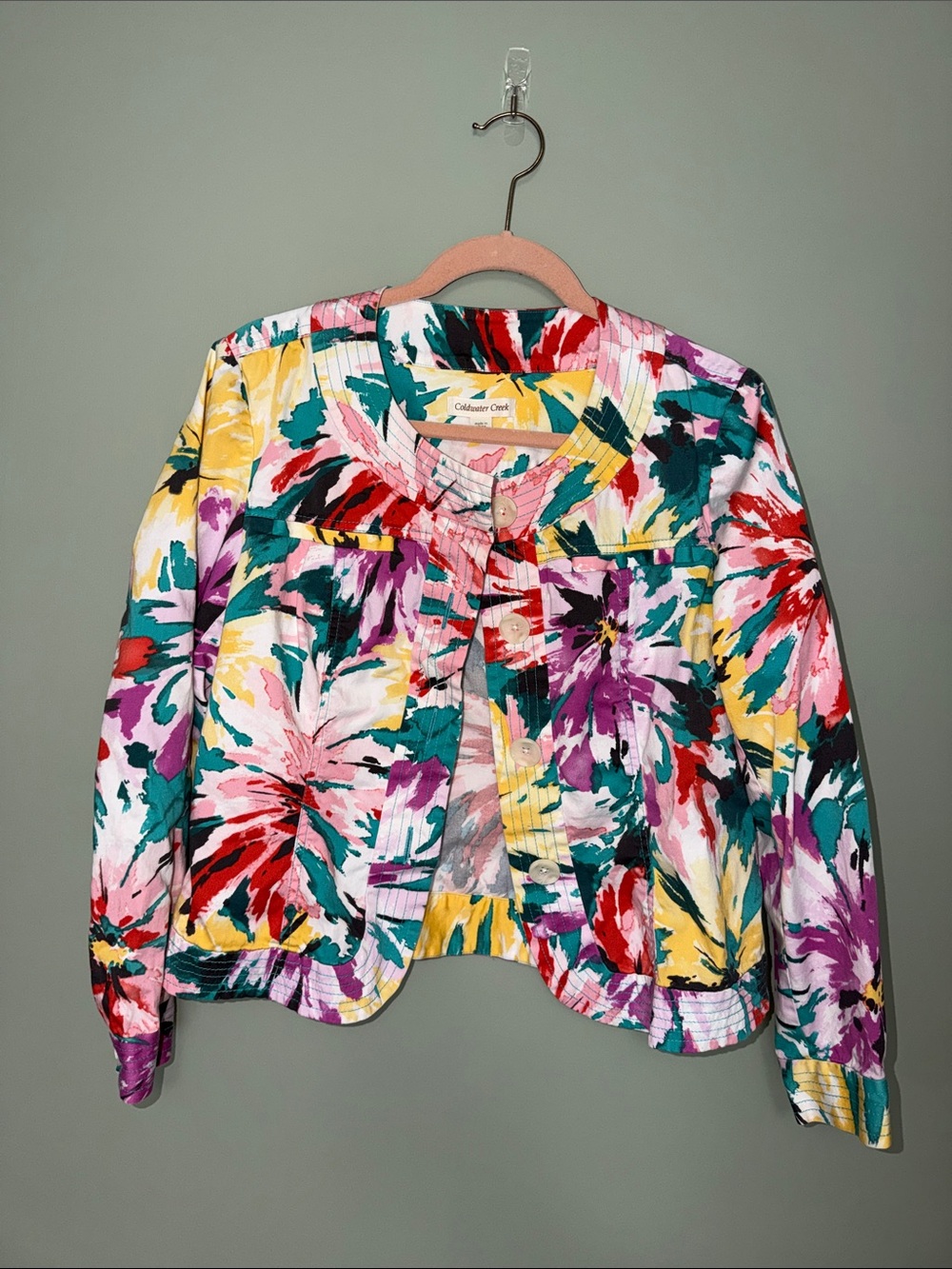 Coldwater Creek Floral Jacket Size 10 Multicolor Button Front